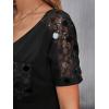 imageSHENHE Womens V Neck Short Sleeve Contrast Sequin Pocket Patched Tee Shirt TopBlack