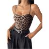 imageSHENHE Womens Sexy Leopard Print Spaghetti Strap Double Lined Sweetheart Neck Tank Top CamiCoffee Brown