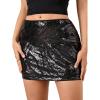 imageSHENHE Womens Sparkly Sequin Low Rise Rhinestone Bodycon Sexy Mini Skirt Party SkirtBlack and White