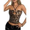 imageSHENHE Womens Y2K Leopard Print Halter Top Vintage Sparkly Sequin Open Back Cut Out Sexy Club Rave Crop TopsBrown