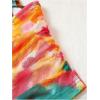 imageSHENHE Womens Floral Tie Dye Wide Strap Square Neck Ruched Casual Fitted Crop Tank TopGreen Pink Multi