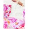 imageSHENHE Womens Floral Tie Dye Wide Strap Square Neck Ruched Casual Fitted Crop Tank TopLilac Purple Pink