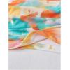 imageSHENHE Womens Floral Tie Dye Wide Strap Square Neck Ruched Casual Fitted Crop Tank TopOrange Blue Multi