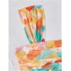 imageSHENHE Womens Floral Tie Dye Wide Strap Square Neck Ruched Casual Fitted Crop Tank TopOrange Blue Multi