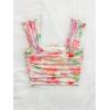 imageSHENHE Womens Floral Tie Dye Wide Strap Square Neck Ruched Casual Fitted Crop Tank TopPink Green Multi