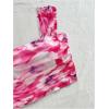 imageSHENHE Womens Floral Tie Dye Wide Strap Square Neck Ruched Casual Fitted Crop Tank TopPurple Pink Multi
