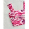imageSHENHE Womens Floral Tie Dye Wide Strap Square Neck Ruched Casual Fitted Crop Tank TopPurple Pink Multi