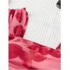 imageSHENHE Womens Floral Tie Dye Wide Strap Square Neck Ruched Casual Fitted Crop Tank TopRose Red