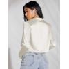 imageSHENHE Womens Satin Button Down Collar Neck Long Sleeve Crop Blouse Shirt TopBeige