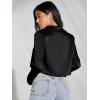 imageSHENHE Womens Satin Button Down Collar Neck Long Sleeve Crop Blouse Shirt TopBlack