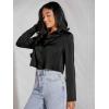 imageSHENHE Womens Satin Button Down Collar Neck Long Sleeve Crop Blouse Shirt TopBlack
