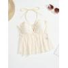 imageSHENHE Womens Tie Halter Neck Backless Ruffle Hem Sexy Peplum Crop Top Sleeveless TopApricot