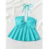 imageSHENHE Womens Tie Halter Neck Backless Ruffle Hem Sexy Peplum Crop Top Sleeveless TopBlue