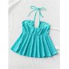 imageSHENHE Womens Tie Halter Neck Backless Ruffle Hem Sexy Peplum Crop Top Sleeveless TopBlue
