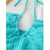imageSHENHE Womens Tie Halter Neck Backless Ruffle Hem Sexy Peplum Crop Top Sleeveless TopBlue