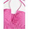imageSHENHE Womens Tie Halter Neck Backless Ruffle Hem Sexy Peplum Crop Top Sleeveless TopHot Pink