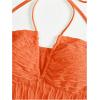 imageSHENHE Womens Tie Halter Neck Backless Ruffle Hem Sexy Peplum Crop Top Sleeveless TopOrange
