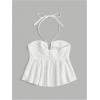 imageSHENHE Womens Tie Halter Neck Backless Ruffle Hem Sexy Peplum Crop Top Sleeveless TopWhite