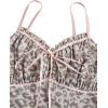 imageSHENHE Womens Y2K Leopard Print Tops Cheetah Animal Coquette Bow Sleeveless Mesh Cropped Cami Tank TopBeige