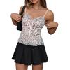 imageSHENHE Womens Y2K Leopard Print Tops Cheetah Animal Coquette Bow Sleeveless Mesh Cropped Cami Tank TopBeige