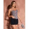 imageSHENHE Womens Y2K Leopard Print Tops Cheetah Animal Coquette Bow Sleeveless Mesh Cropped Cami Tank TopBrown