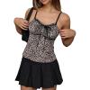 imageSHENHE Womens Y2K Leopard Print Tops Cheetah Animal Coquette Bow Sleeveless Mesh Cropped Cami Tank TopCoffee Brown