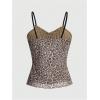 imageSHENHE Womens Y2K Leopard Print Tops Cheetah Animal Coquette Bow Sleeveless Mesh Cropped Cami Tank TopCoffee Brown
