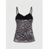 imageSHENHE Womens Y2K Leopard Print Tops Cheetah Animal Coquette Bow Sleeveless Mesh Cropped Cami Tank TopZebra Print Grey