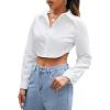 imageSHENHE Womens Button Down Blouse Long Sleeve Cropped Shirts Casual Blouse TopsWhite