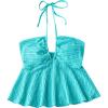 imageSHENHE Womens Tie Halter Neck Backless Ruffle Hem Sexy Peplum Crop Top Sleeveless TopBlue