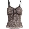 imageSHENHE Womens Y2K Leopard Print Tops Cheetah Animal Coquette Bow Sleeveless Mesh Cropped Cami Tank TopCoffee Brown