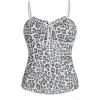 imageSHENHE Womens Y2K Leopard Print Tops Cheetah Animal Coquette Bow Sleeveless Mesh Cropped Cami Tank TopWhite