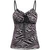 imageSHENHE Womens Y2K Leopard Print Tops Cheetah Animal Coquette Bow Sleeveless Mesh Cropped Cami Tank TopZebra Print Grey