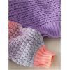 imageSHENHE Girls Crochet Sweater Crewneck Color Block Colorful Cute Knit Pullover SweaterPurple