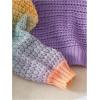 imageSHENHE Girls Crochet Sweater Crewneck Color Block Colorful Cute Knit Pullover SweaterPurple