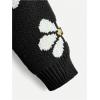 imageSHENHE Girls Floral Print V Neck Long Sleeve Knitted Cropped Sweater Jumper TopsBlack