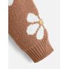 imageSHENHE Girls Floral Print V Neck Long Sleeve Knitted Cropped Sweater Jumper TopsCoffee Brown