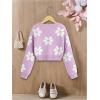imageSHENHE Girls Floral Print V Neck Long Sleeve Knitted Cropped Sweater Jumper TopsLight Purple