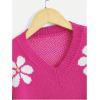 imageSHENHE Girls Floral Print V Neck Long Sleeve Knitted Cropped Sweater Jumper TopsRusty Rose