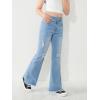 imageSHENHE Girls High Waisted Flare Leg Jeans Split Raw Hem Denim Pants with PocketsLight Wash