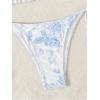 imageSHENHE Womens 2 Piece Swimsuit Floral Print Halter Tie Side Triangle Bikini SetBlue and White Floral C
