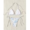 imageSHENHE Womens 2 Piece Swimsuit Floral Print Halter Tie Side Triangle Bikini SetBlue and White Floral C
