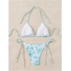 imageSHENHE Womens 2 Piece Swimsuit Floral Print Halter Tie Side Triangle Bikini SetMint Blue
