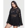 imageSHENHE Womens Plus Size Ripped See Through Bell Sleeve Sexy Grunge Distressed Sweater PulloverBlack