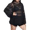 imageSHENHE Womens Plus Size Ripped See Through Bell Sleeve Sexy Grunge Distressed Sweater PulloverBlack