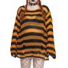 imageSHENHE Womens Plus Size Ripped See Through Bell Sleeve Sexy Grunge Distressed Sweater PulloverOrange