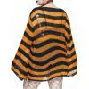 imageSHENHE Womens Plus Size Ripped See Through Bell Sleeve Sexy Grunge Distressed Sweater PulloverOrange