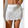 imageSHENHE Womens Swimwear Cover Up Crochet Hollow Out Shell Lace Beach SkirtsWhite
