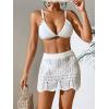 imageSHENHE Womens Swimwear Cover Up Crochet Hollow Out Shell Lace Beach SkirtsWhite