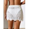 imageSHENHE Womens Swimwear Cover Up Crochet Hollow Out Shell Lace Beach SkirtsWhite